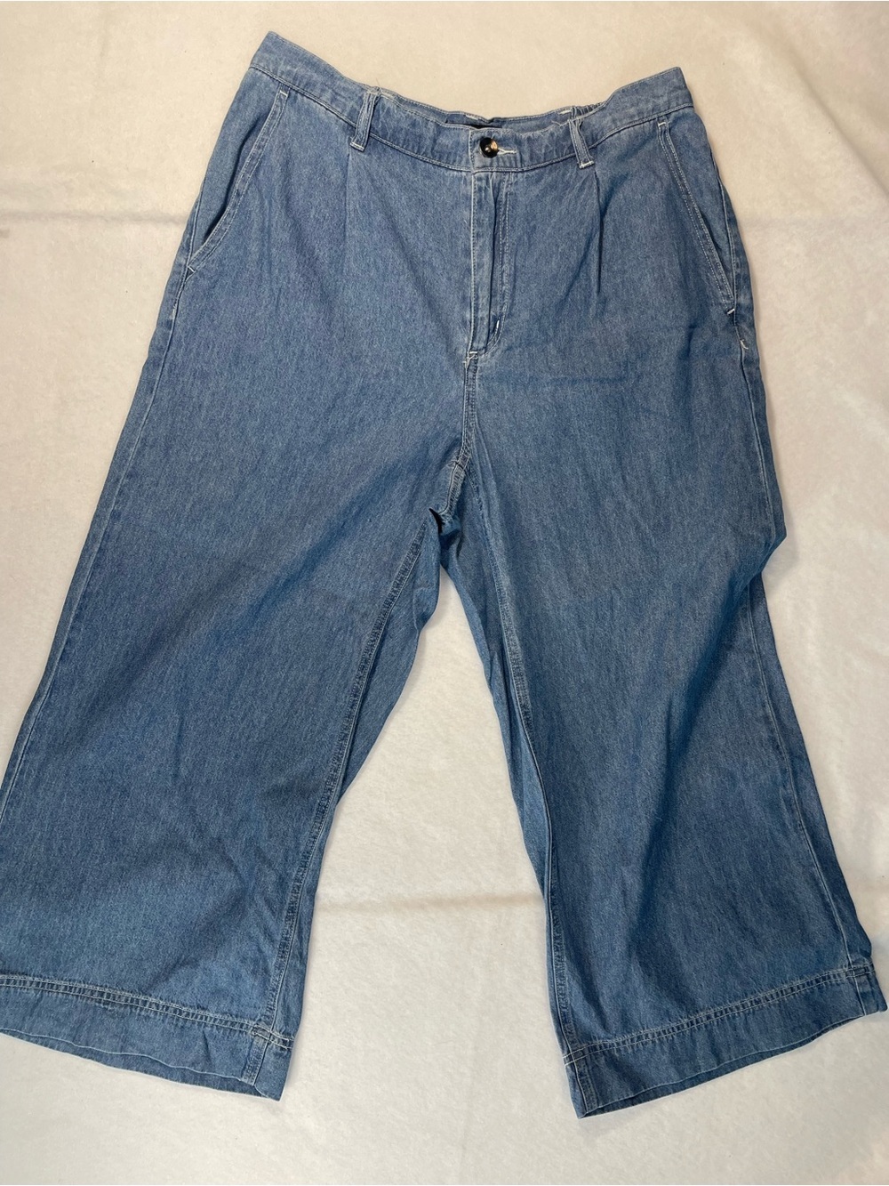Ellos Wide Leg Chambray Culotte Jeans Elastic Back Size 10 Cropped - Picture 5 of 11
